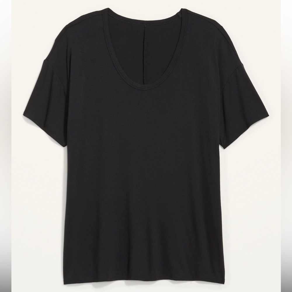 Old Navy Oversized Luxe Voop-Neck Tunic T-Shirt for W in black jack, size small